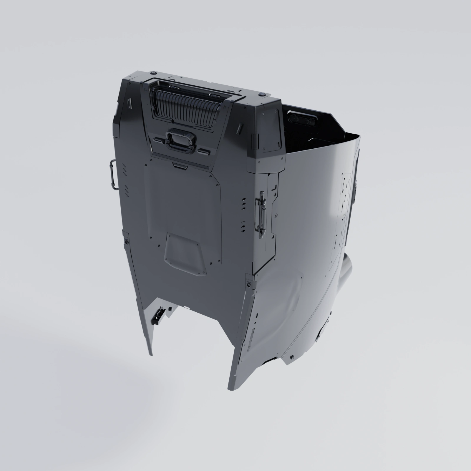 Isolated robot outer shell showing panel lines and vent details