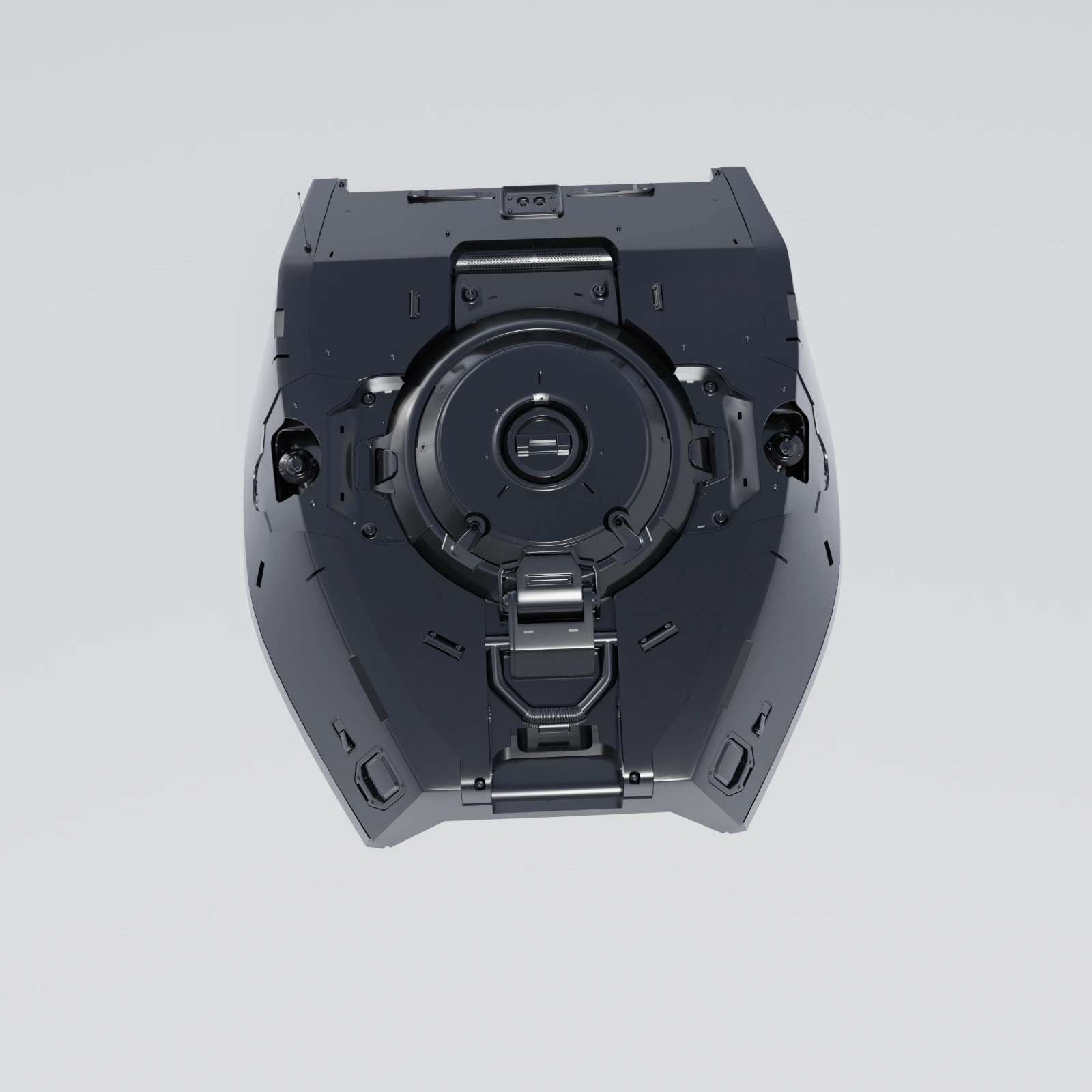 Isolated robot body panel with a large circular mechanical feature